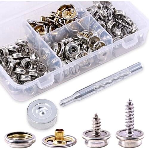 120-Pieces Stainless Steel Marine Grade Canvas and Upholstery Boat Cover Snap Button Fastener Kit