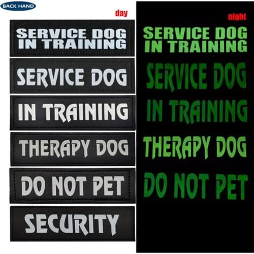 Service Dog in Training Therapy Dog Security Patch Reflective at Night Emblem Applique for Working Pet Harness and Vest Sticker
