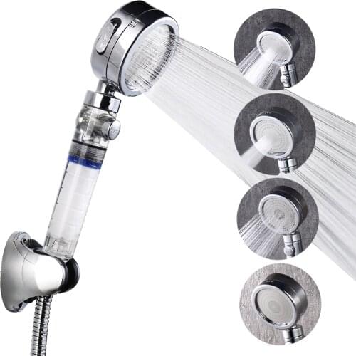 3 Mode Shower Head High Pressure Replaceable PP Cotton Filter Element Bath Shower Filter with Water Stop and Showering Switch