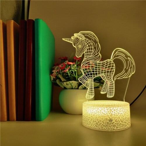APP Control Night Light LED Unicorn 3D Acrylic Nightlight Touch Switch Table Lamp Bedside Room Decor Kids Birthday Holiday Gift