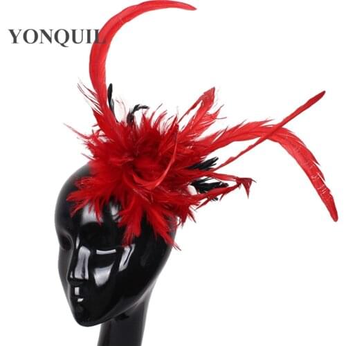 Charming Cocktail Red Fascinators Bridal Hair Accessories Vintage Black Church Headwear Kentucky Derby Hats Headpieces FS40