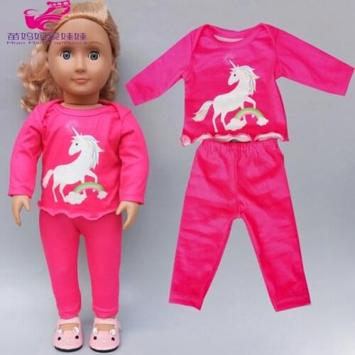 Doll clothes for 43cm baby new born doll unicorn clothes 18 inch american doll clothes rainbow horse set baby Christmas gift