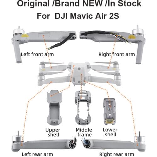 Genuine for DJI Mavic Air 2S Body Shell Motor Arm Upper Bottom Shell Middle Frame Front Rear Left Right Arms Repair Spare Parts
