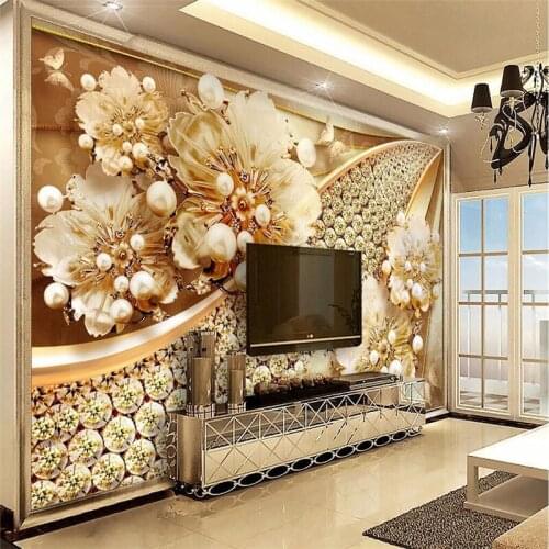 Custom Mural Wallpaper Jewelry Flower Diamond Background Wall Painting