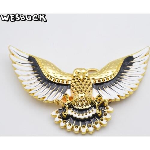 WesBuck Brand Gold Eagle American Style Meltal Belt Buckls For Mens Belt Buckles with PU belt Western Cowboy Cowgirl Ceinture