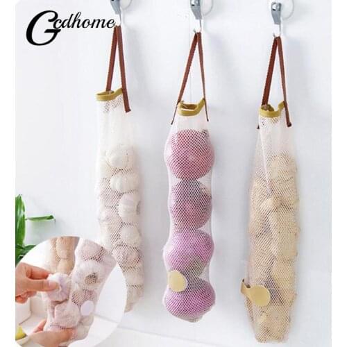 Mesh Net Breathable Fruit Vegetable Creative Furnishing Hollow Breathable Hanging Storage Bag Garlic Onion Storage Kitchen Bag