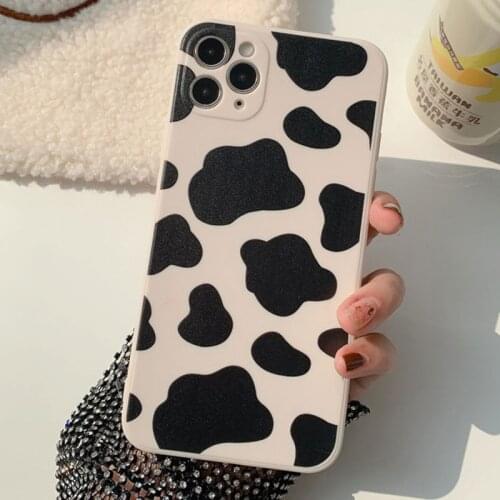 Silica Phone Case TPU Protective Cover for iPhone 12/11Pro Max/XR/XS/7/8plus/SE 2020 Cute Cow Pattern Shell Sleeve For iPhone
