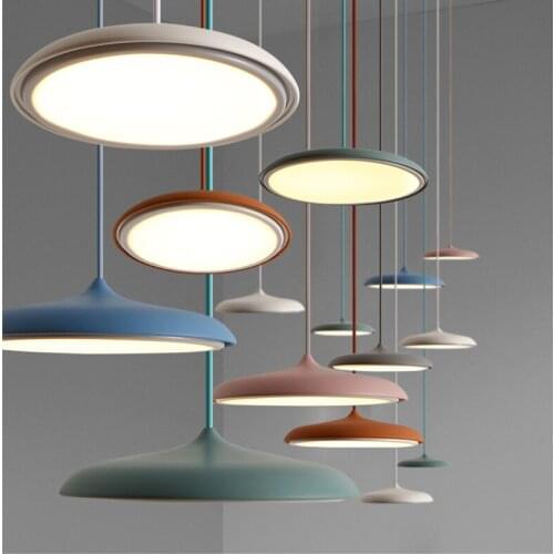 Modern led pendant lamp Art Design metal iron suspension ufo Round Plate lights fixture creative thin nordic hanging living room