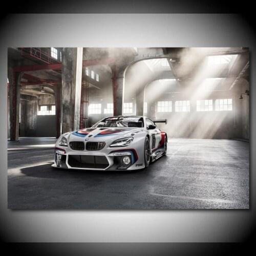 Super Sports Car B M W M6 GT3 Race Car Vehicle Wallpaper Canvas Paintings Posters and Prints Wall Art for Living Room Decor