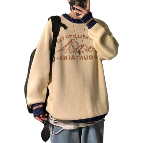 Sweater mens lazy loose thick wool clothes in autumn and winter 2020 Korean trend ins wild round collar sweater