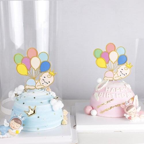 Balloon String Baby Cake Decoration Happy Birthday Cake Topper Candy Bar Baby Shower Gender Reveal Kids Party Supplies