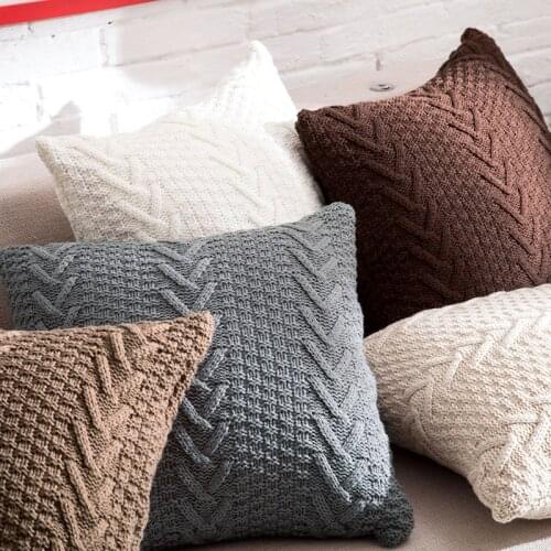 Knitted Wool Cushion Cover Super Soft Pillow Cover Solid Sofa Waits Bedroom Decorative Pillows Capa Square Throw Pillows Covers