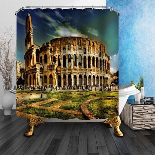Custom Ancient Rome Style Shower Curtain Modern Style Set Hook Natural Landscape Home Decoration Bathroom Curtains Frabic Print