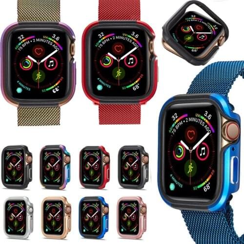 Aluminum TPU Protective Case for Apple Watch 40mm 44mm for IWatch Series 4 5 Shockproof Frame Bumper Cover Shell Accessories