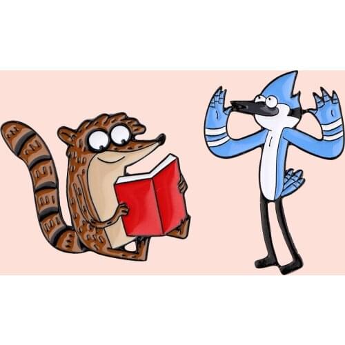 ZF2920 Animal Blue Jay And Raccoon Cartoon Icons Style Metal Enamel Badge Buttons Brooch Anime Lovers Denim Shirt Lapel Pins