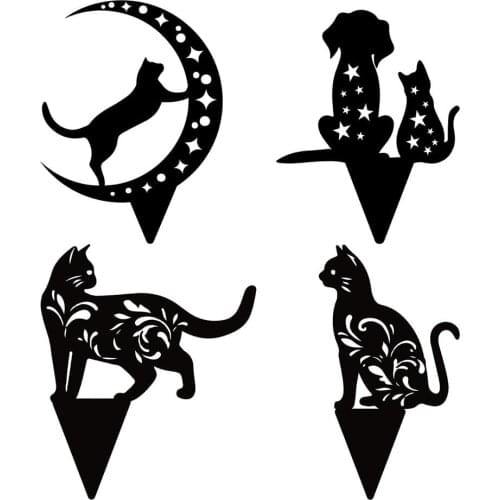 Garden Iron Cat Garden Decoration Metal Cat Garden Art Stakes Black Cat Silhouette Yard Decoration Repel Rodents Birds Rabbits