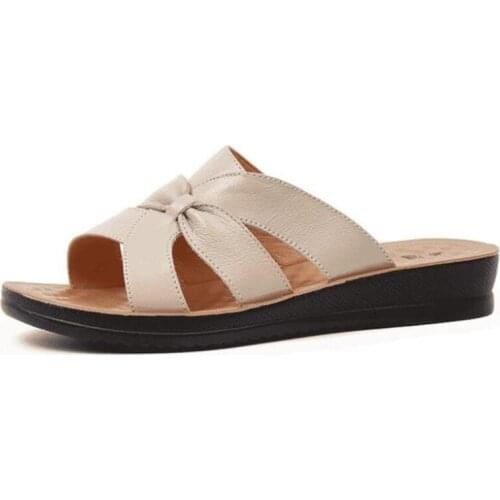 Hot 2020 New Summer Casual Beach Sandals Genuine Leather Sandals Womens Sandals Large Sizes Wedge Comfortable Elegant Silppers