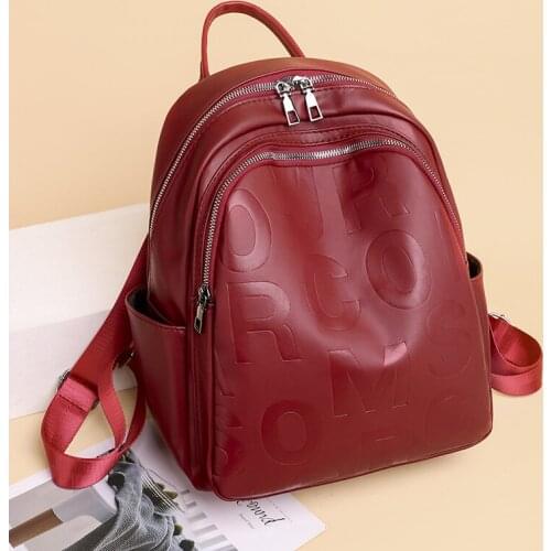 Women Backpack Purse Letter Printed Soft Pu Leather Backpack For Girls School Bag Travel Bagpack Ladies Sac A Dos Back Pack