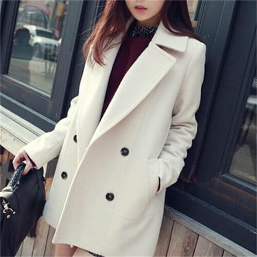 Korean version of the new womens long section in autumn and winter mixed woolen cloth coat suit collar straight woolen coat TB1