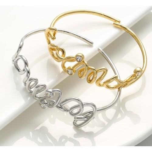ZHUKOU TOi et MOi women opening Bracelet gold silver color fashion French declaration Couples Bangle Jewelry Wholesale VL107