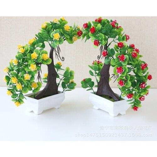 1pc Artificial Plant Bonsai for Tabl Hotel Office Garden Decoration Simulation Plastic Potted Lifelike Ornament DIY Accessory