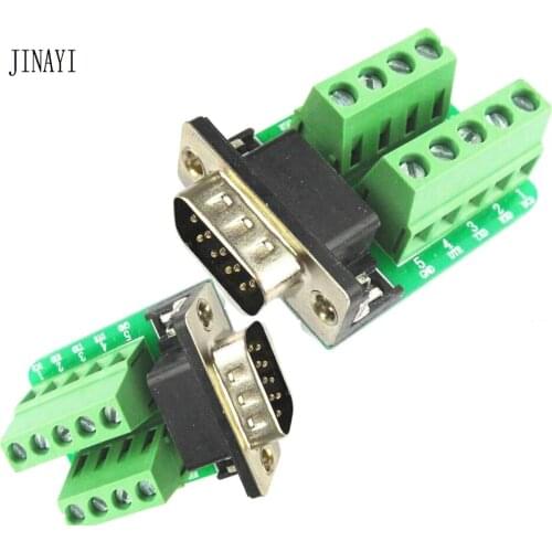 10pcs DB9 Plug Male 9 pin DR9 Serial Port Breakout Terminal Adapter Connector