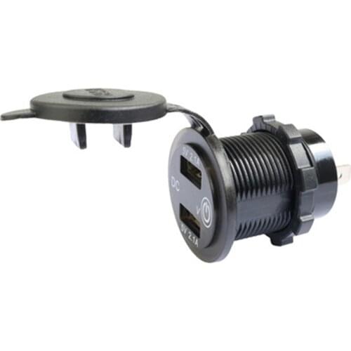 12V/24V Car Motorcycle Dual USB Car Charger Adapter With Switch Dual USB Ports Fast Charge for Smartphone Car Boat Marine