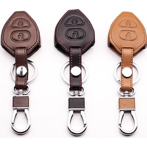 2017 classic design 100% genuine leather car key cover for Toyota Corolla Rav4 Yaris Avensi Prado Echo,2 buttons remote control