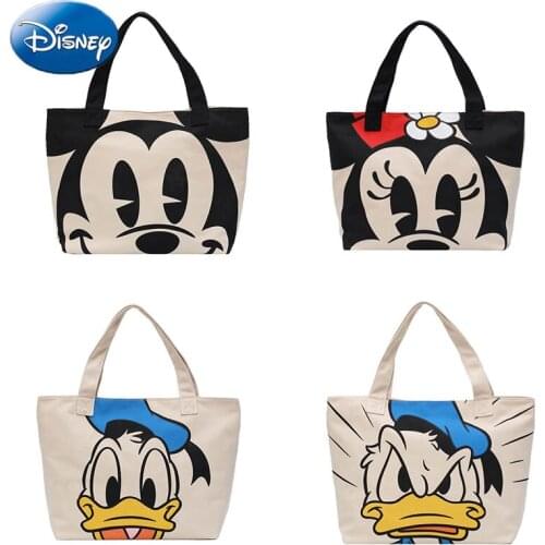 2021 Disney Bag Printed Canvas Bucket Bag Mickey Minnie Donald Duck Cute Large Capacity Fashion Trend Applicable Shoulder Bag