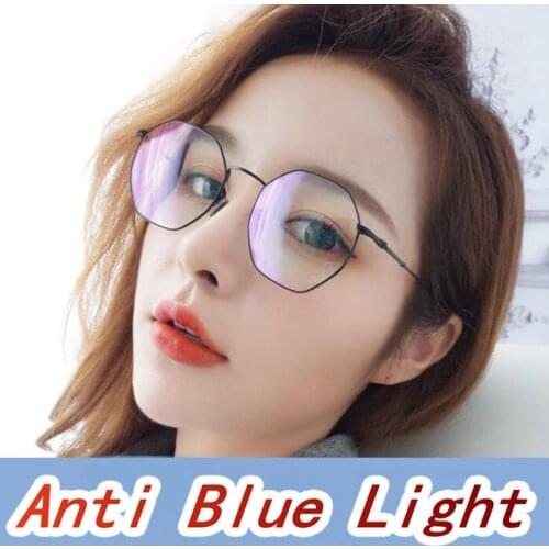 2021 Vintage Anti Blue light Glasses Frame Round Lens Myopia Optical Mirror Simple Metal Women Men Transparent Eyewear Frames