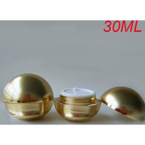 30g gold/pearl white acrylic ball shape cream jar for eye cream day cream capsule moisturizer gel cosmetic packing ball jar