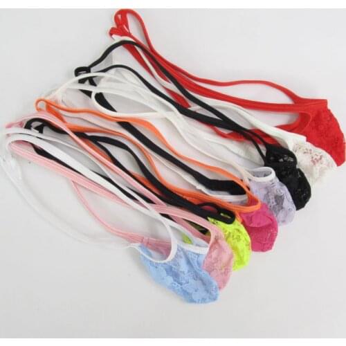 4pcs 5pcs 8pcs G493A Mens String Pouch Thong G-string stretchy Floral Lace Mini Pouch good