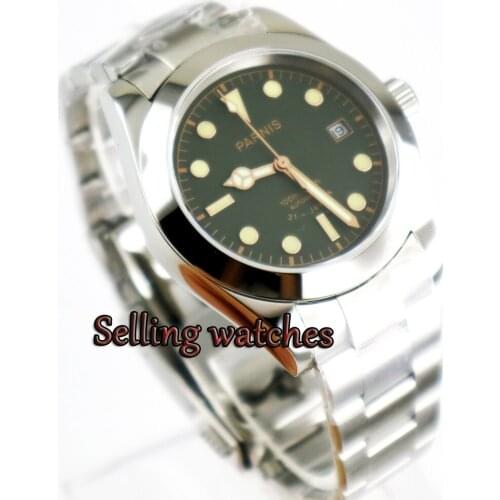 40mm Luxury Parnis Green Dial Stainless Steel Sapphire Glass Miyota Automatic Movement Mens Watch