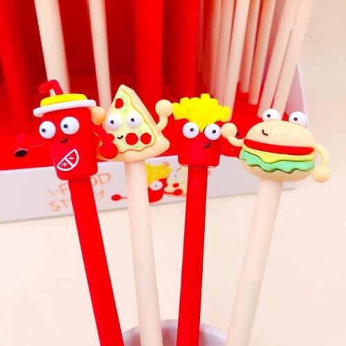 48 pcs/lot Creative Hamburg Gel Pen Cartoon 0.5 mm black ink Signature Pens School Office writing Supplies Promotional Gift