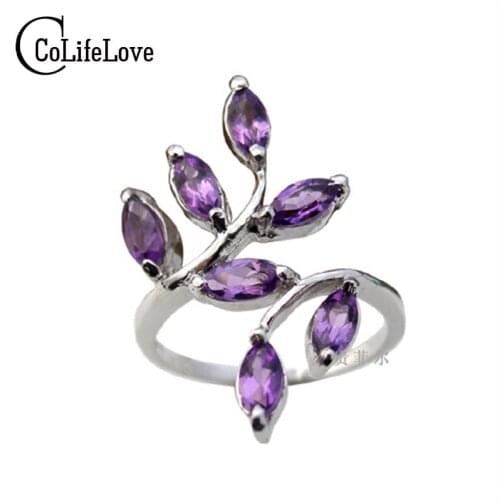 Promotion 925 Silver Gemstone Ring Solid Sterling Silver with 925 Stamp Natural Garnet Ring Amethyst Ring 7 Pcs 2.5mm*5mm Gems