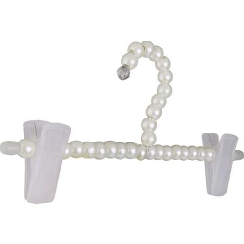White Plastic Pearl Clothes Coat Trousers Hanger Hook Clips For Children Kids Trouser Hangers