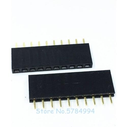 Free shipping 50PCS 10Pin 2.54mm Single Row Straight Female Pin Header 1*10P Strip PBC