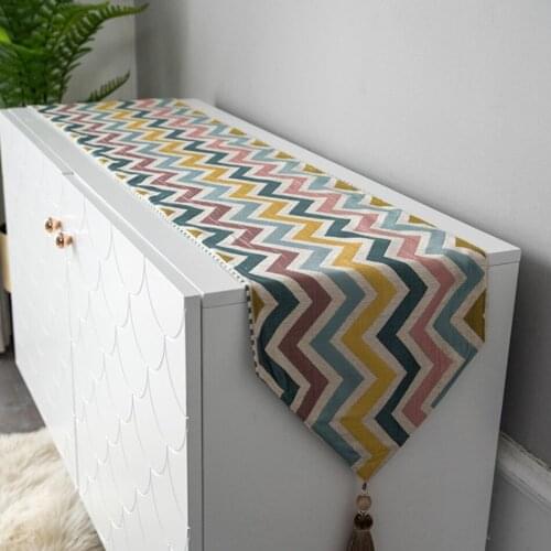 Bohemian Fashion Table Runner European Style Home Hotel Entrance TV Cabinet Tea Table Decoration Blue Wave Jacquard Table Runner