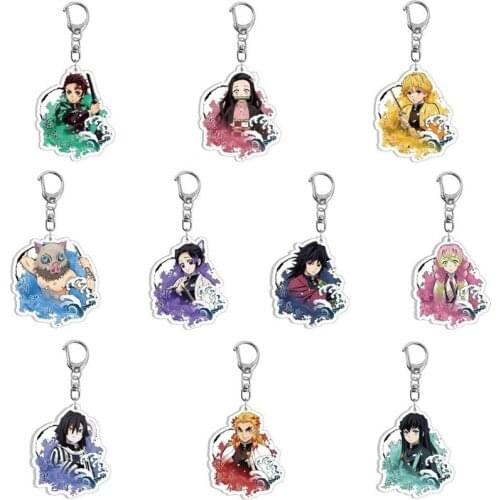 Demon Slayer Kamado Tanjirou Nezuko Inosuke Anime Acrylic Pendant Figure Keychain Keyring Collection Model Toy Gift Cosplay