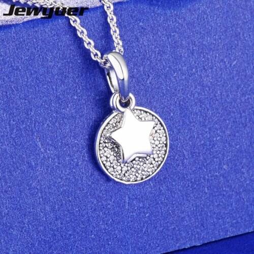 New Christmas Celebration Stars Necklaces for Women 925 Sterling Silver link chain Necklace Women Fine Jewelry Jewyuer NC031