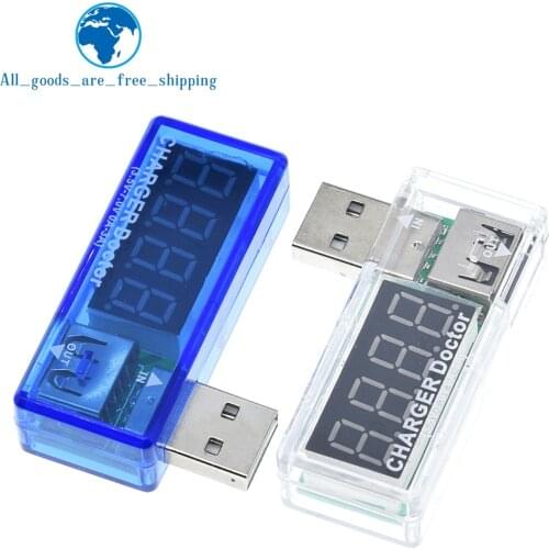 TZT Digital USB Mobile Power charging current voltage Tester Meter Mini USB charger doctor voltmeter ammeter Turn transparent