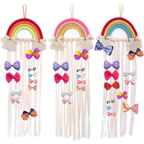 Rainbow Hairpin Hair Clip Holder Storage Organizer Girl Room Hanging Ornament Hair Accessories Storage Belt Decoration Wall Hang