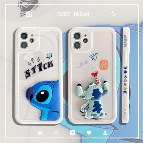 Disney Stereo Cartoon Stitch Mobile Phone Shell Cartoon Side Doll Silicone Protective Cover for IPhone12/11pro Max 87plus XR XS