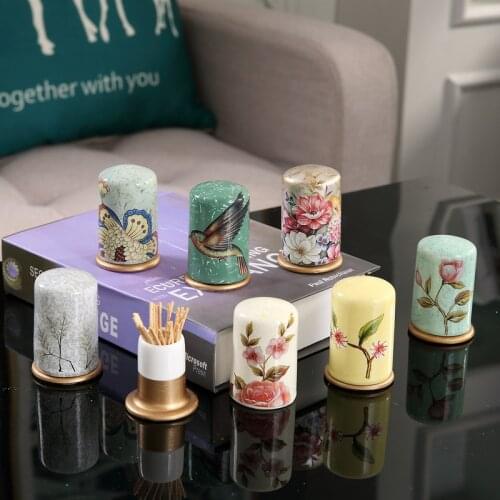 European High-End Toothpick Holder Resin Toothpick Tin Boxed Ornament Dining Table Living Room Modern Creative