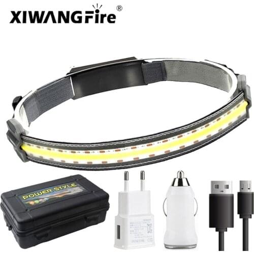 USB Rechargeable Headlight COB Led Headlamp Built-in Battery Head Waterproof Lamp White & Red Lighting for Camping Working Torch