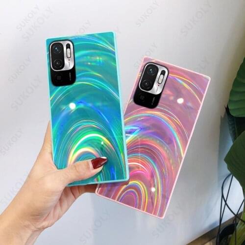 For Xiaomi Redmi Note 10 Pro Poco X3 M3 8 9T 9s 9A 9C Mi Note 10 Lite CC9 Pro Bling Hybrid Acrylic Case Cover Laser Phone Back