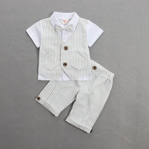 Baby Boys Clothing Set Infant Gentleman Outfit Top + Shorts Baptism Wedding Birthday Gift Costume 2PCS Kids Summer Clothes Suit