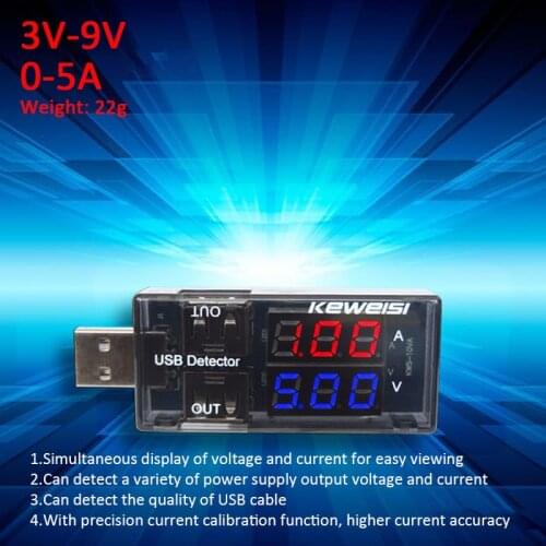 Red+Blue Dual Output USB Current and Voltage Detector Tester USB Meter Voltage Meter Tester Double Table Electronic DIY Kit