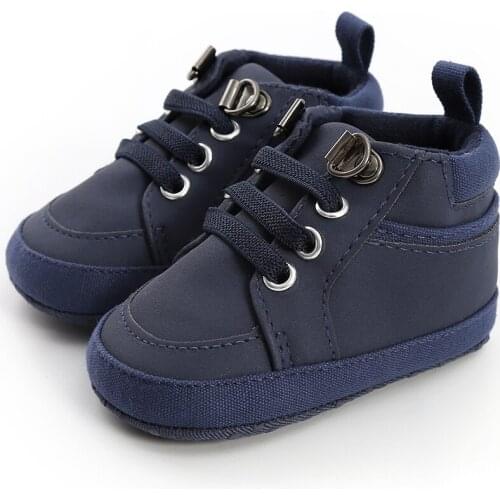 2021 Toddler Infant Soft Sole Sneaker High Upper Anti-slip Solid Color Shoes Baby Autumn Fashion First Walkers Shoes