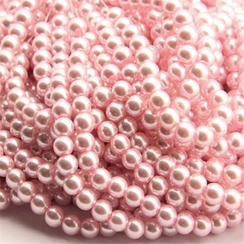MHS.SUN 3mm-10mm Lt Pink Color Glass Imitation Pearls Beads Loose Round Spacer Beads For Jewelry Sewing Clothing Accessories